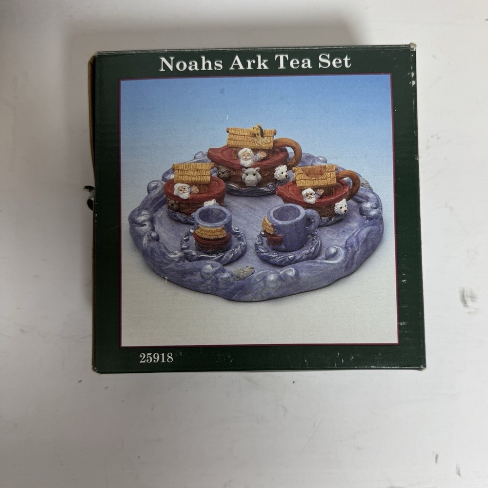 Noah's Ark Mini‎ Tea Set by Young's Inc. Poly Resin 1995 - New in Box!